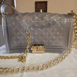 Transparent Quilted Chain Bag